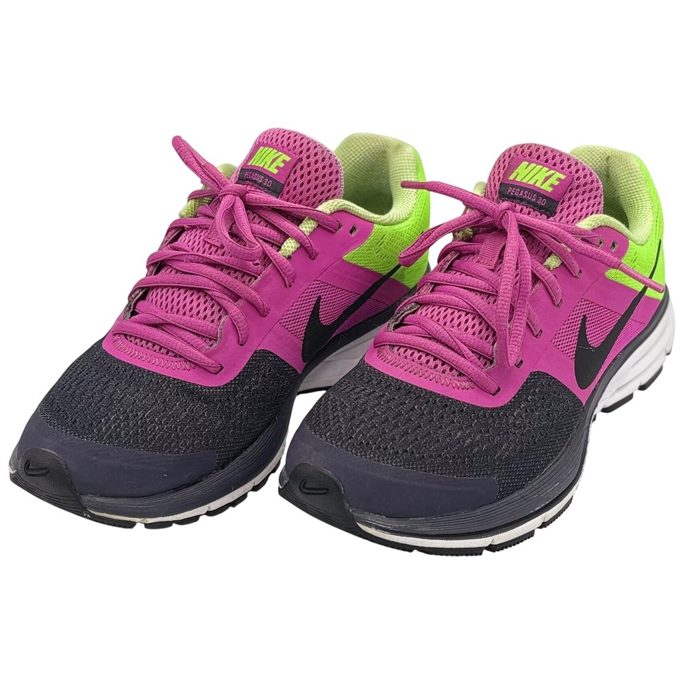 Nike Air Zoom Pegasus 30 Women Running Shoes Pink Lime Green 599392-600 Size 7.5